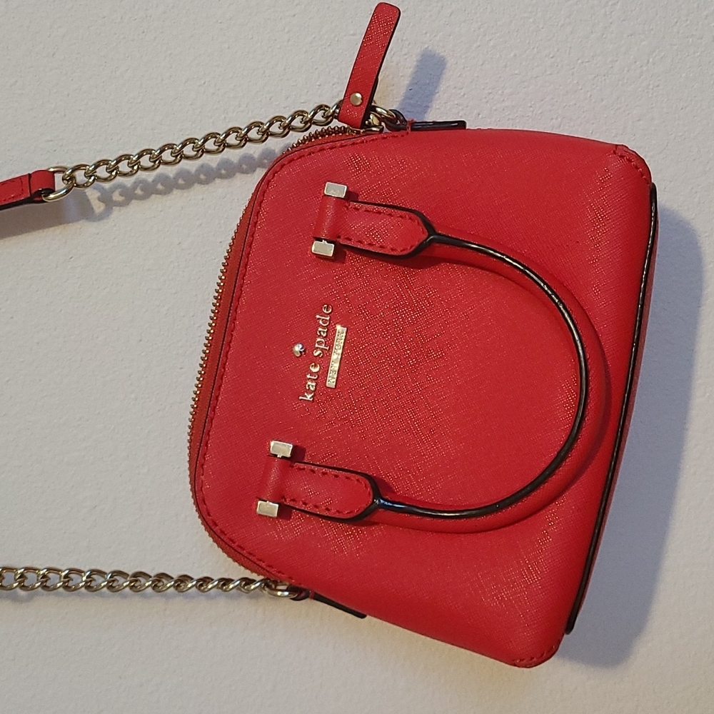 Kate Spade Coral Crossbody Purse w/ gold accents